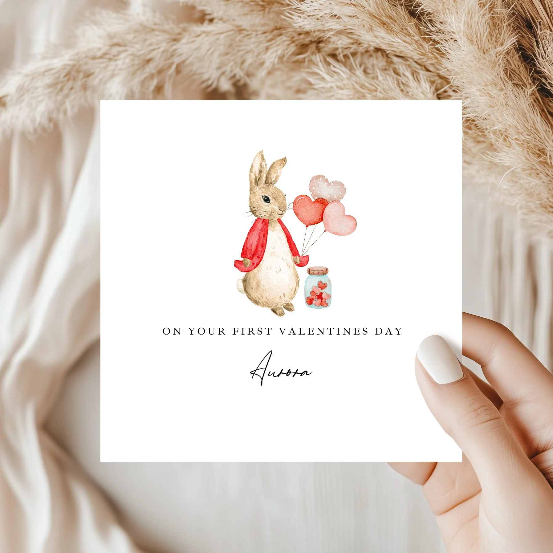 Personalised Red Rabbit First Valentine's Day Card - Image 5