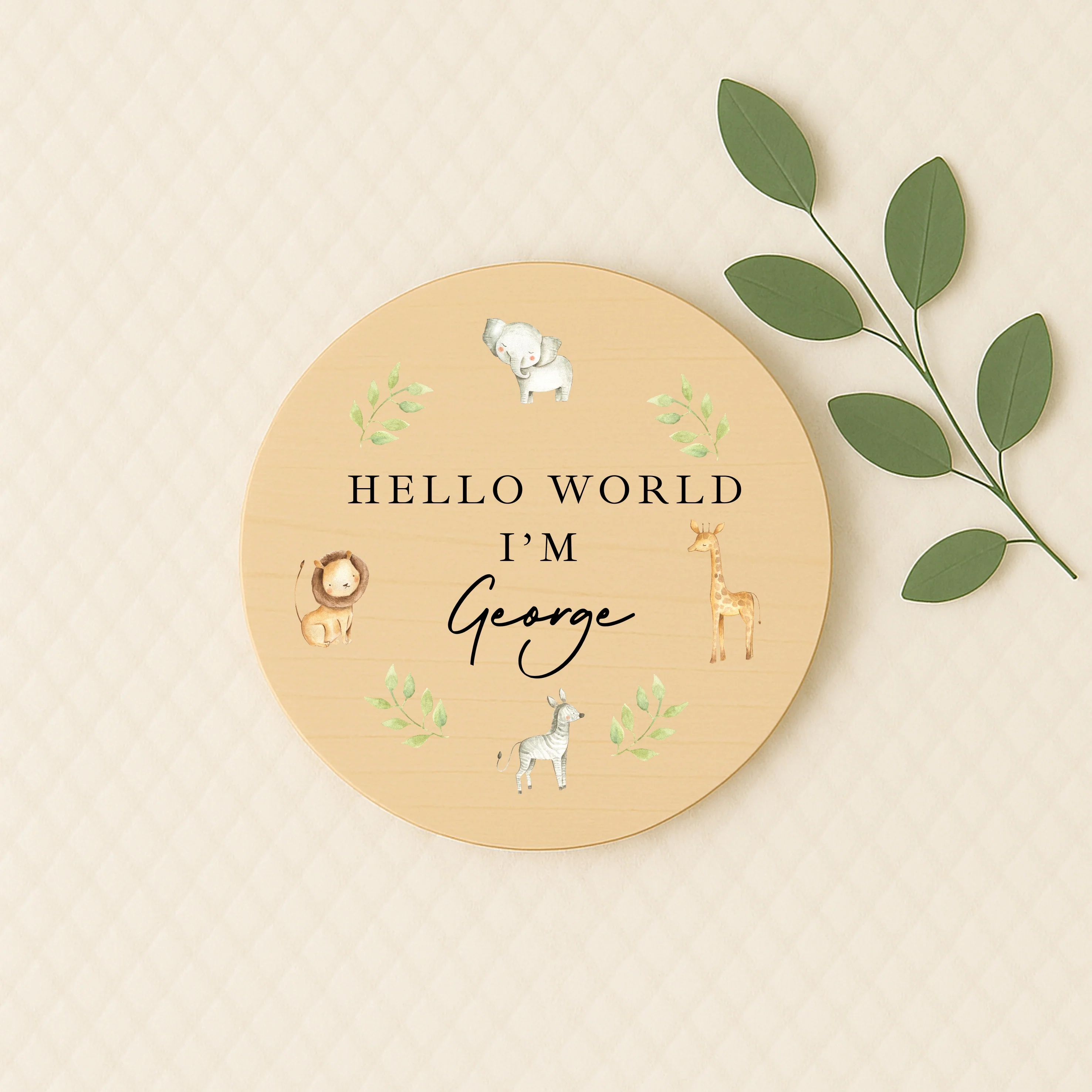 Personalised Safari Animals Wooden Announcement Plaque - Image 4