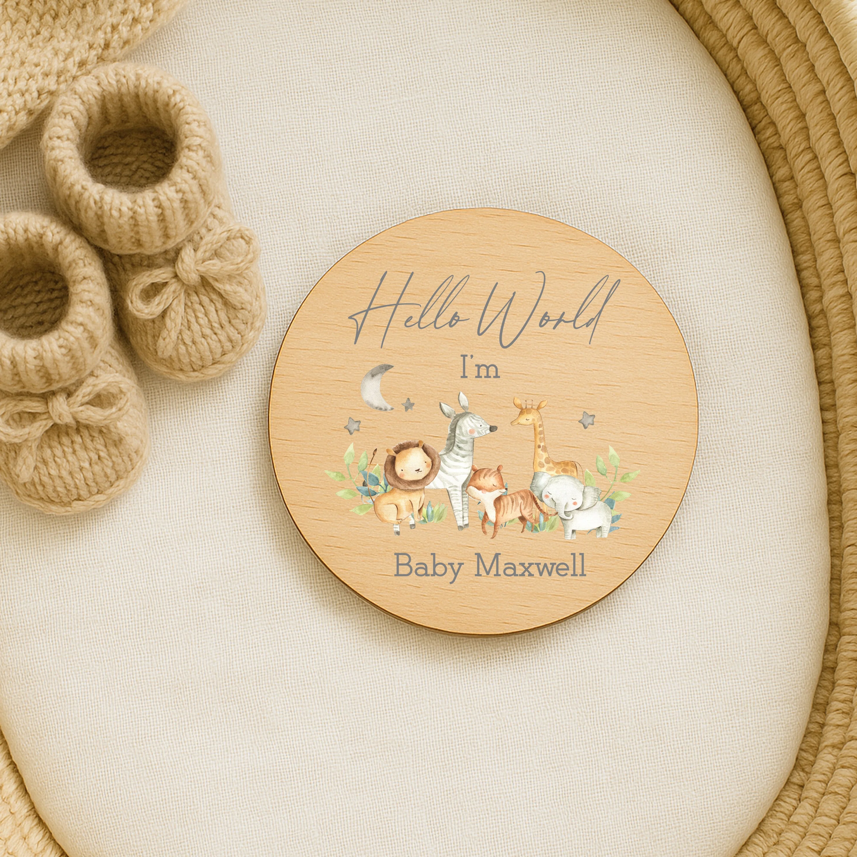 Personalised Safari Scene Wooden Announcement Plaque - Image 2