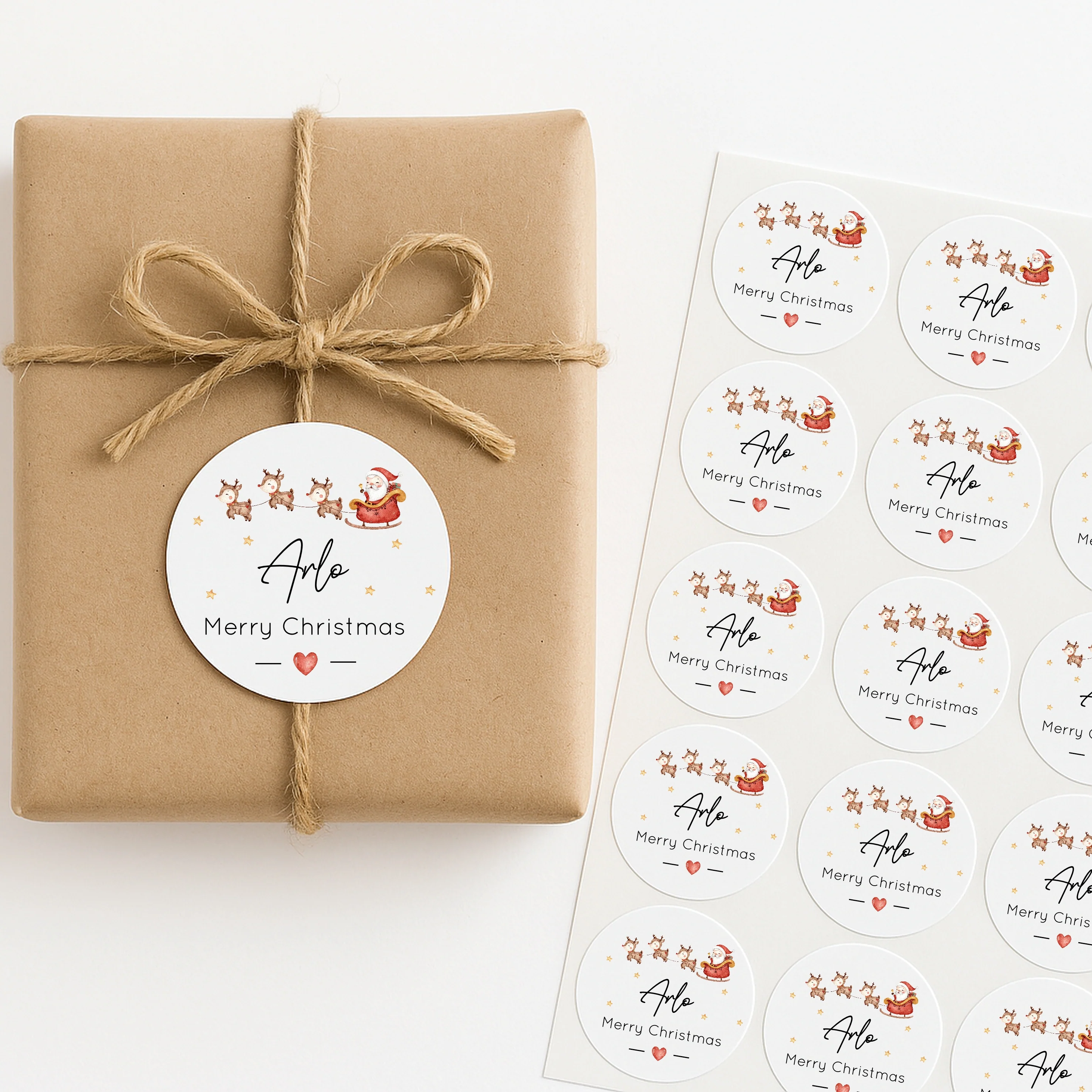 Personalised Santa Sleigh Merry Christmas Stickers - Image 3