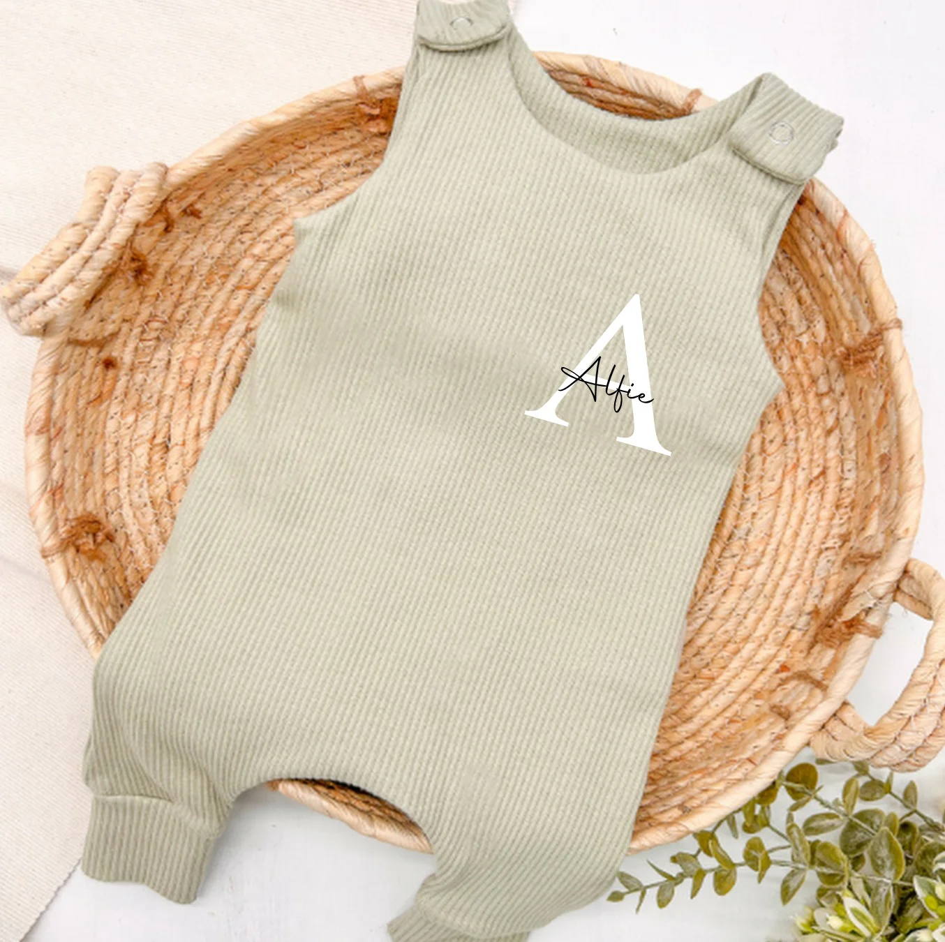 Personalised Script Initial Ribbed Dungarees - Image 4