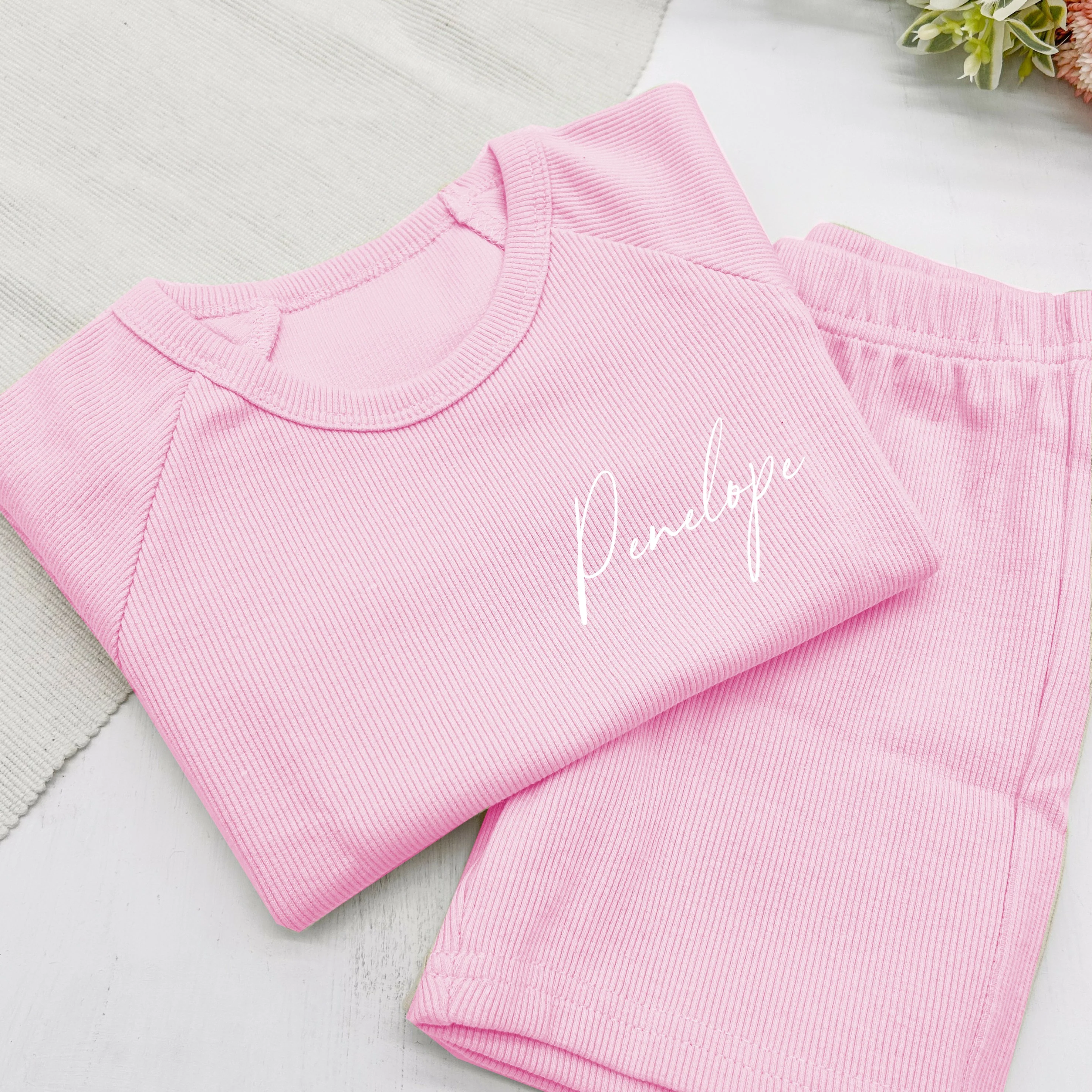 Personalised Script Name Pocket Ribbed Shorts Set - Image 4