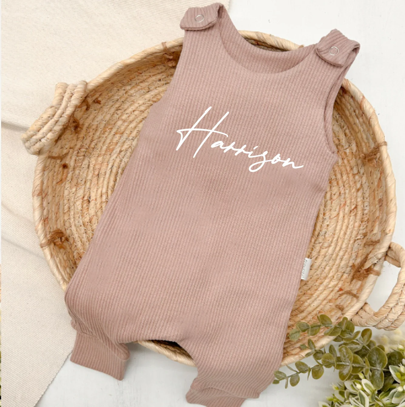Personalised Script Name Ribbed Dungarees