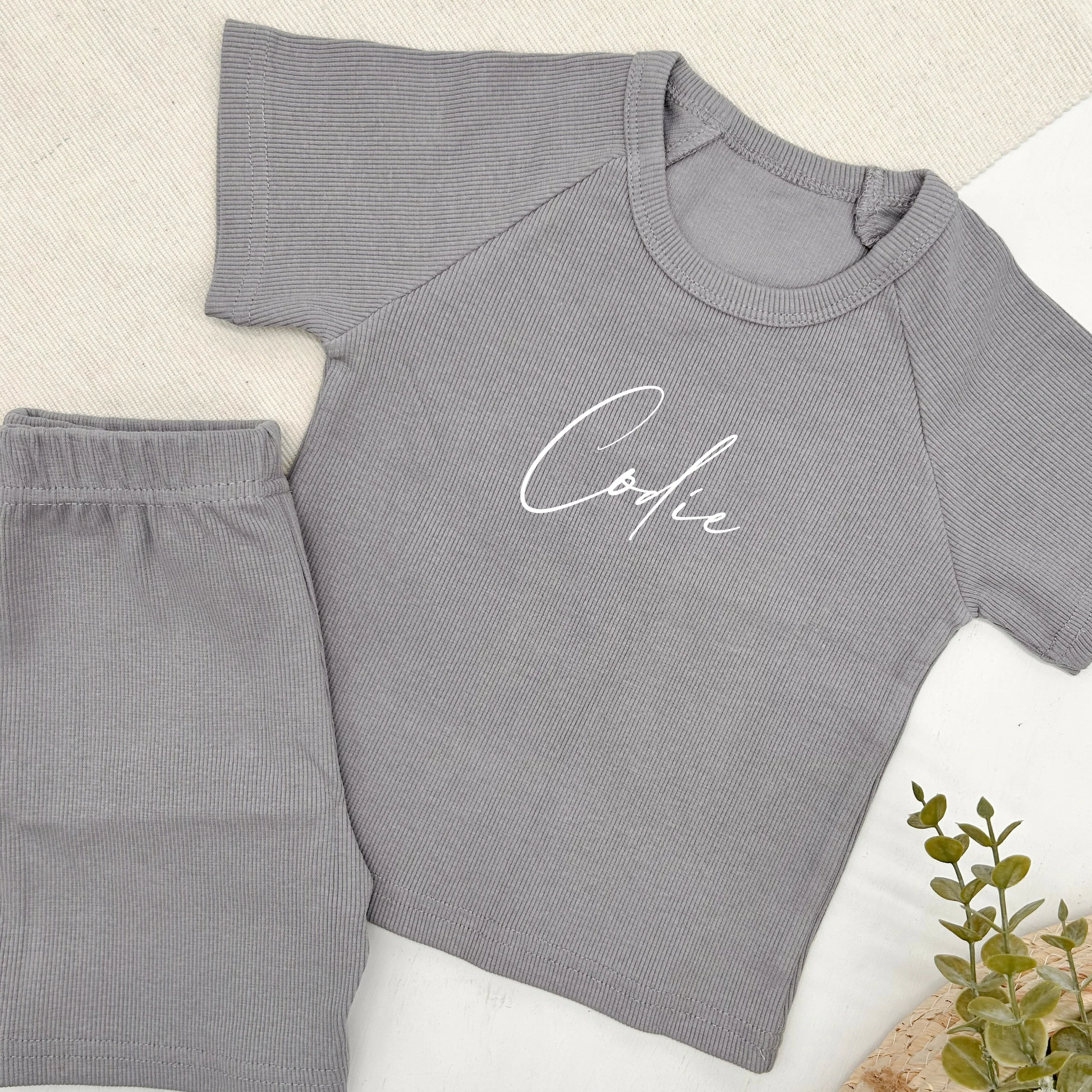 Personalised Script Name Ribbed Shorts Set - Image 5