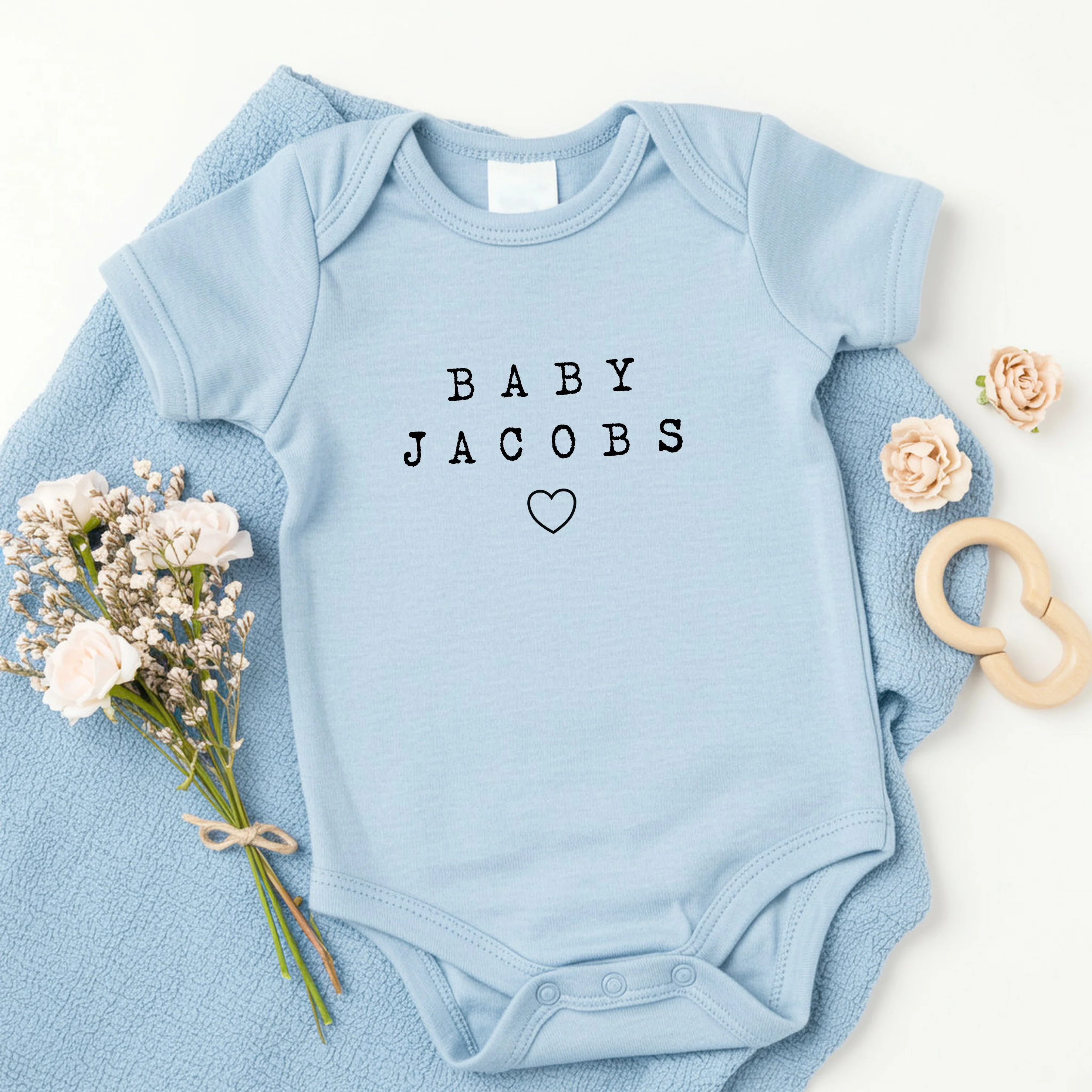 Personalised Simple Name Blue Babygrow/Vest - Image 2