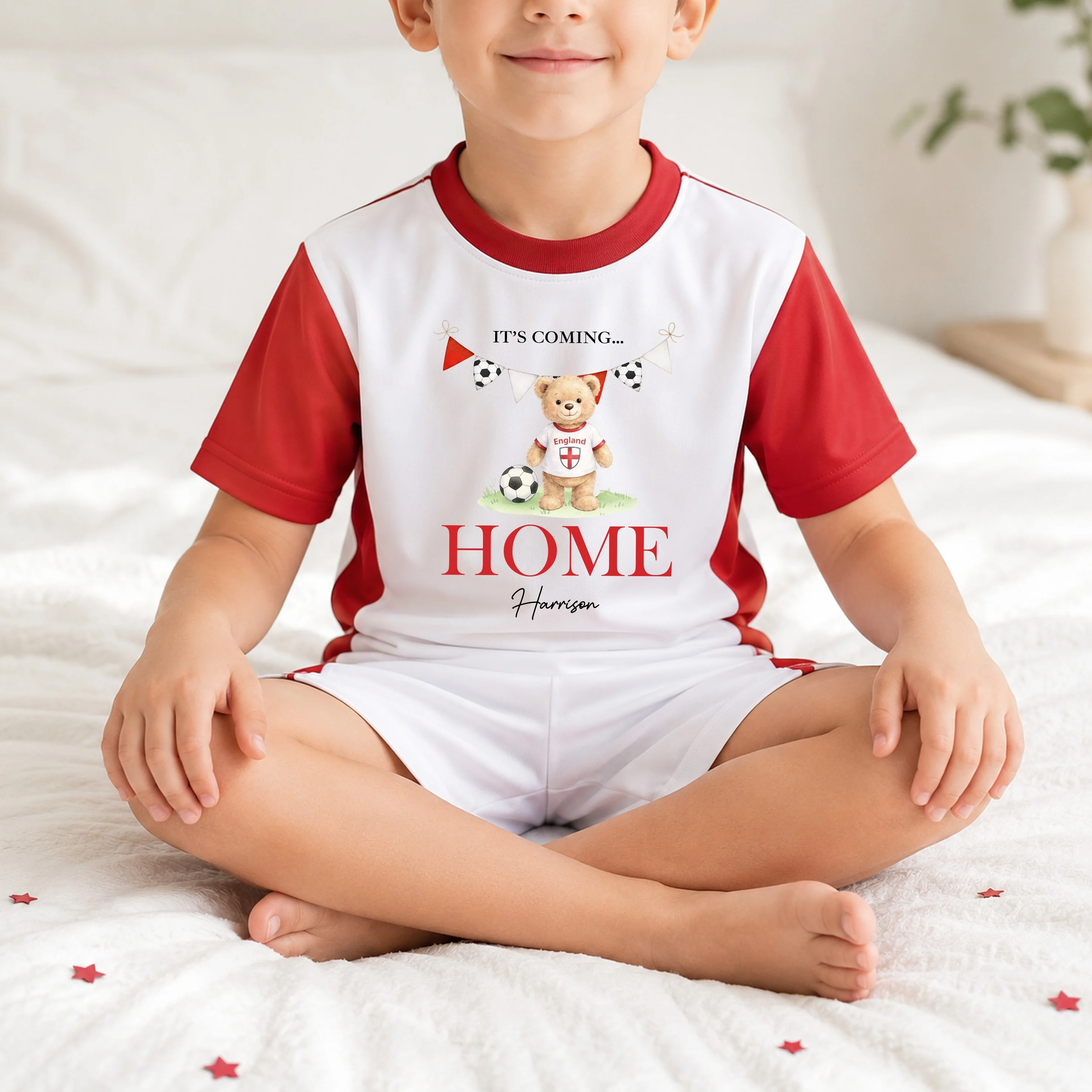 Personalised Teddy Bear It's Coming Home World Cup Kids Red Football Set - Image 3
