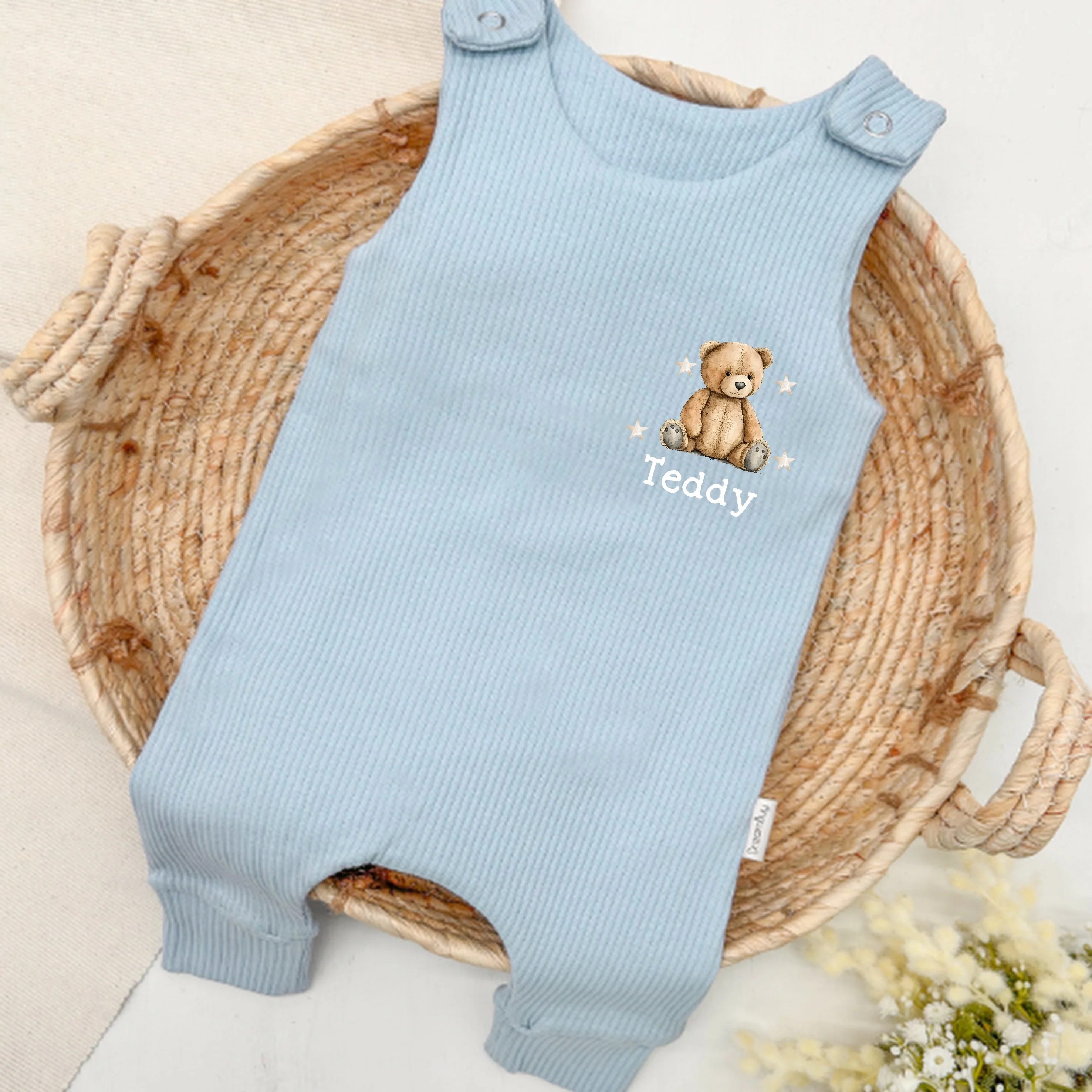 Personalised Teddy Bear Ribbed Dungarees - Image 3