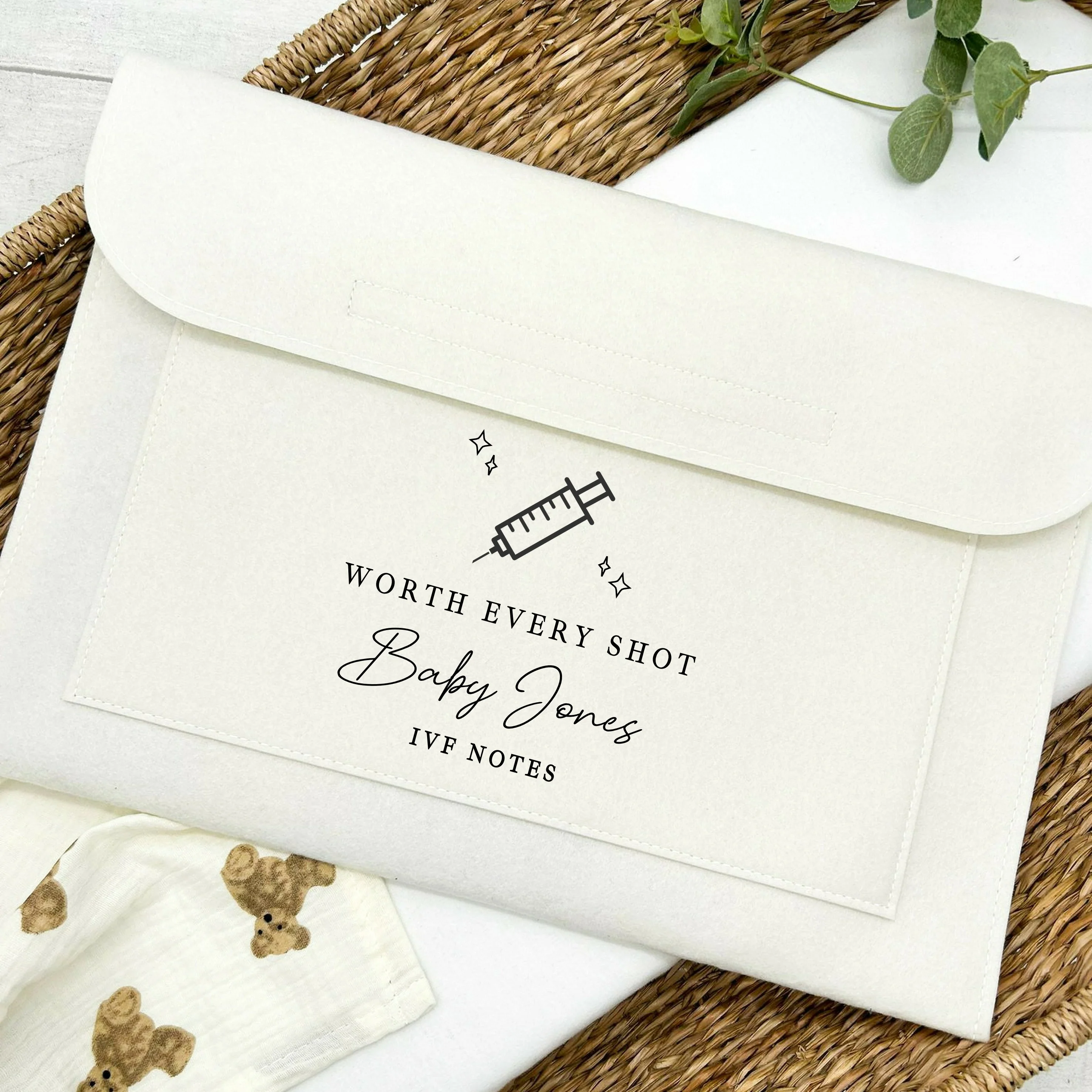 Personalised Worth Every Shot IVF Needle Cream Pregnancy Notes Folder - Image 4