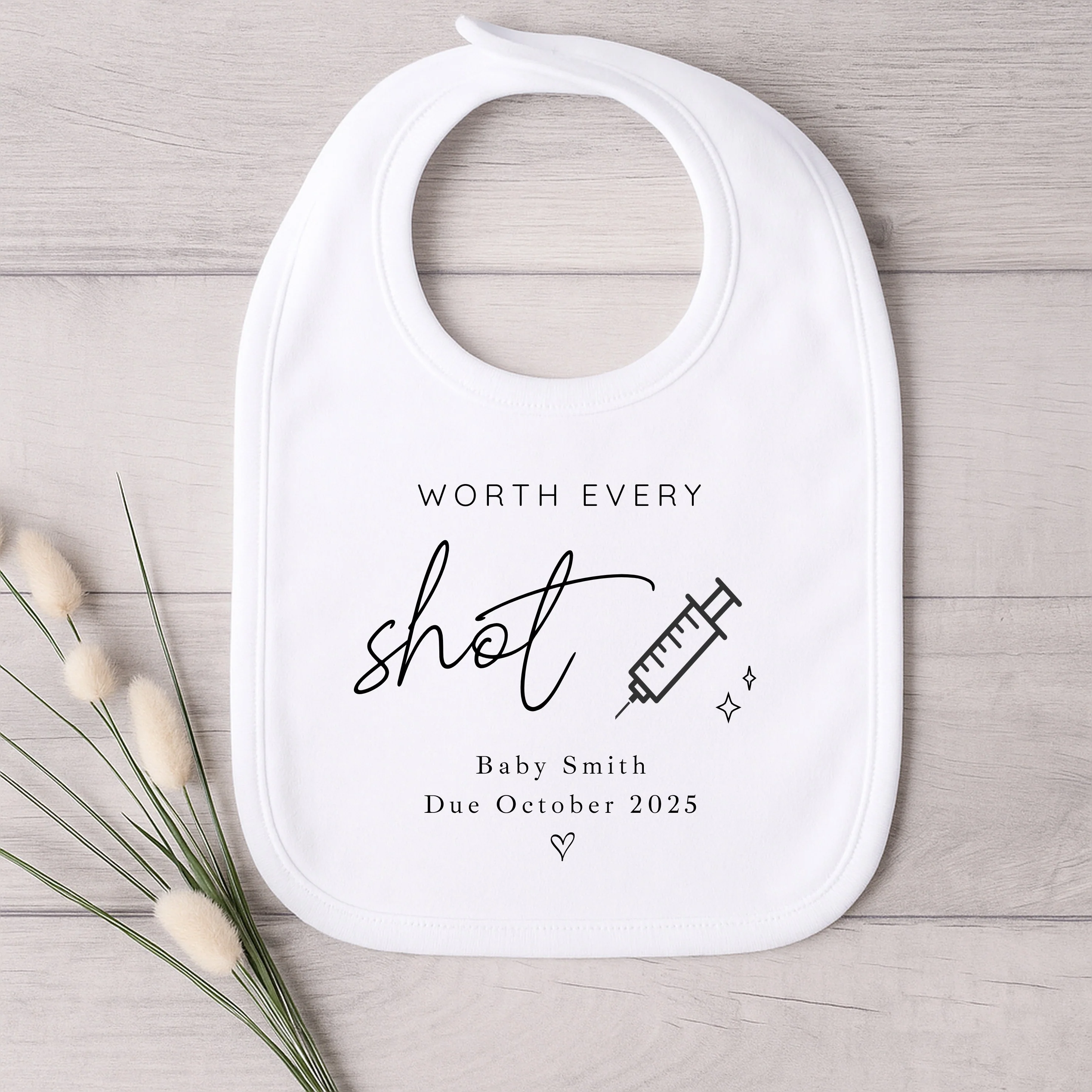 Personalised Worth Every Shot IVF Script Baby Announcement Vest - Image 4