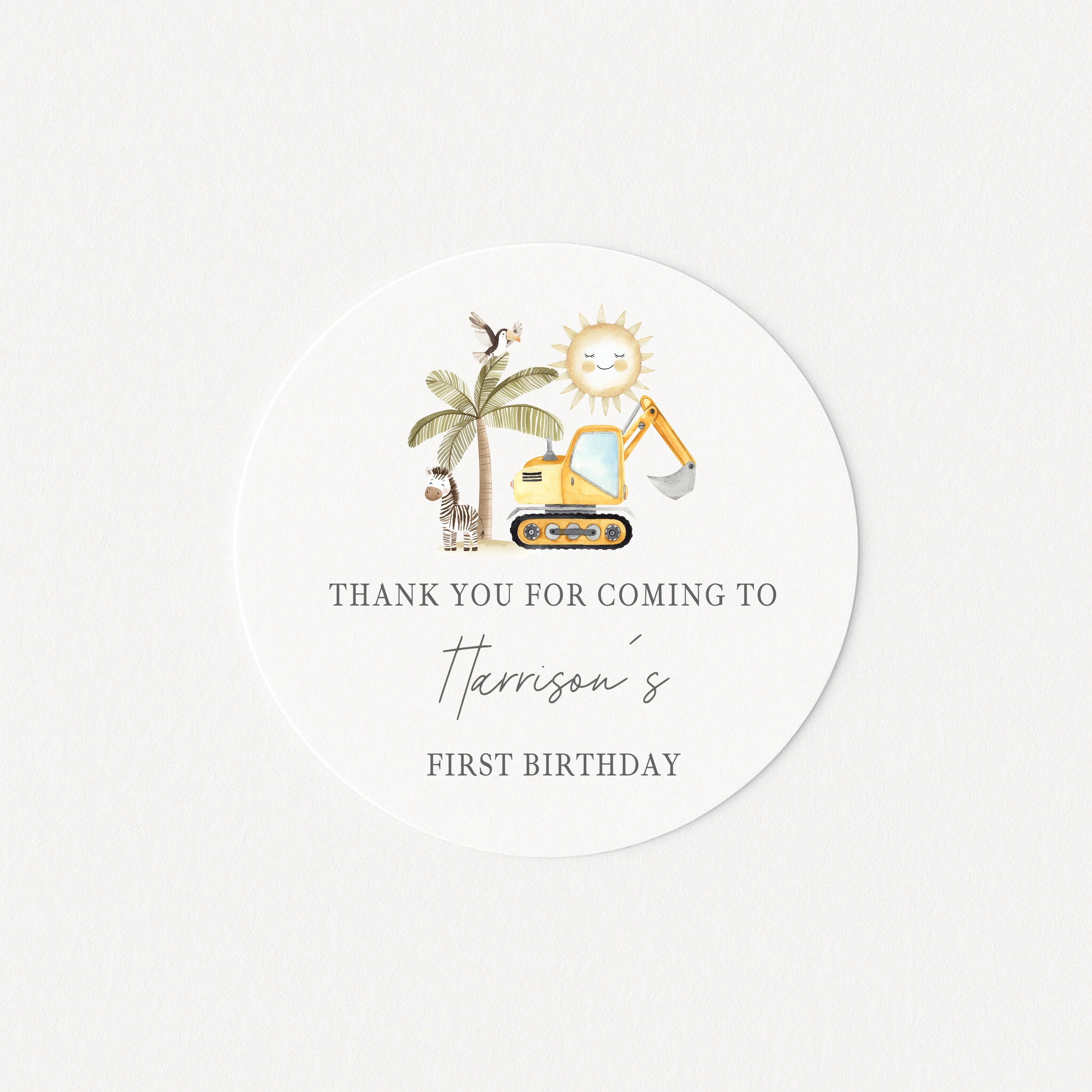 Personalised Yellow Digger Birthday Stickers - Image 5