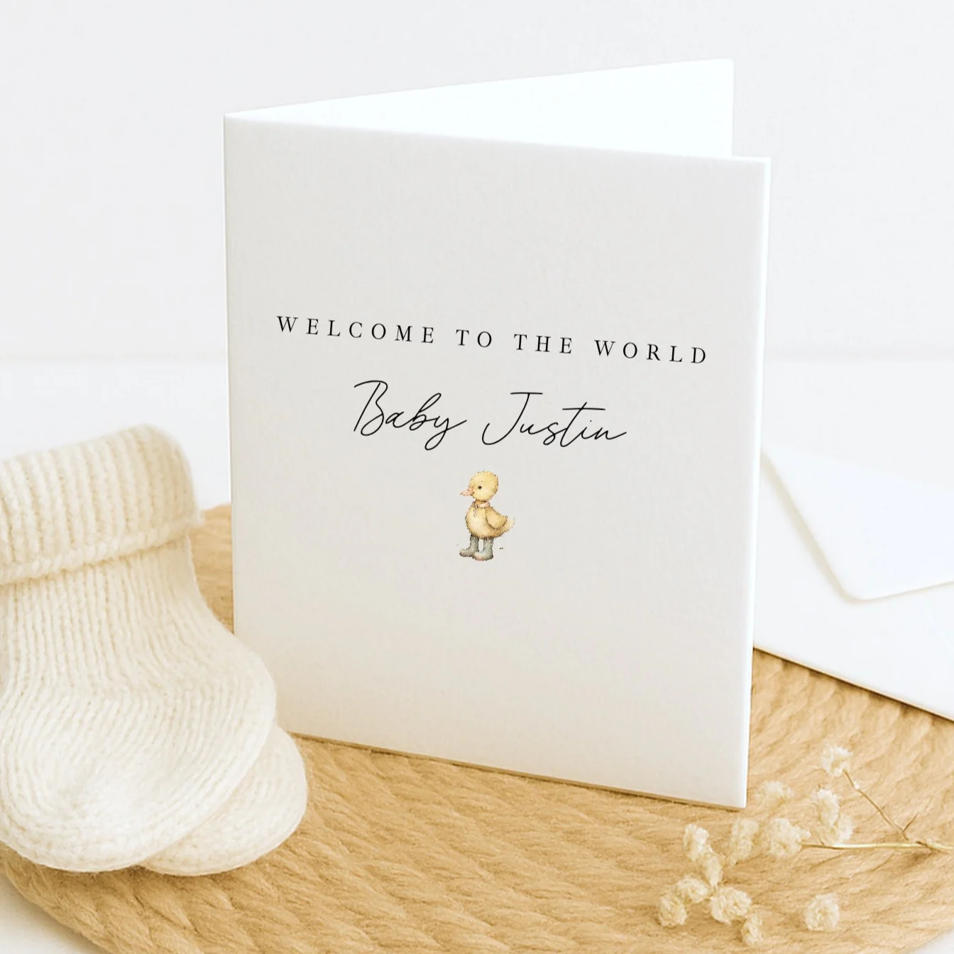Personalised Yellow Duck Baby Shower Card