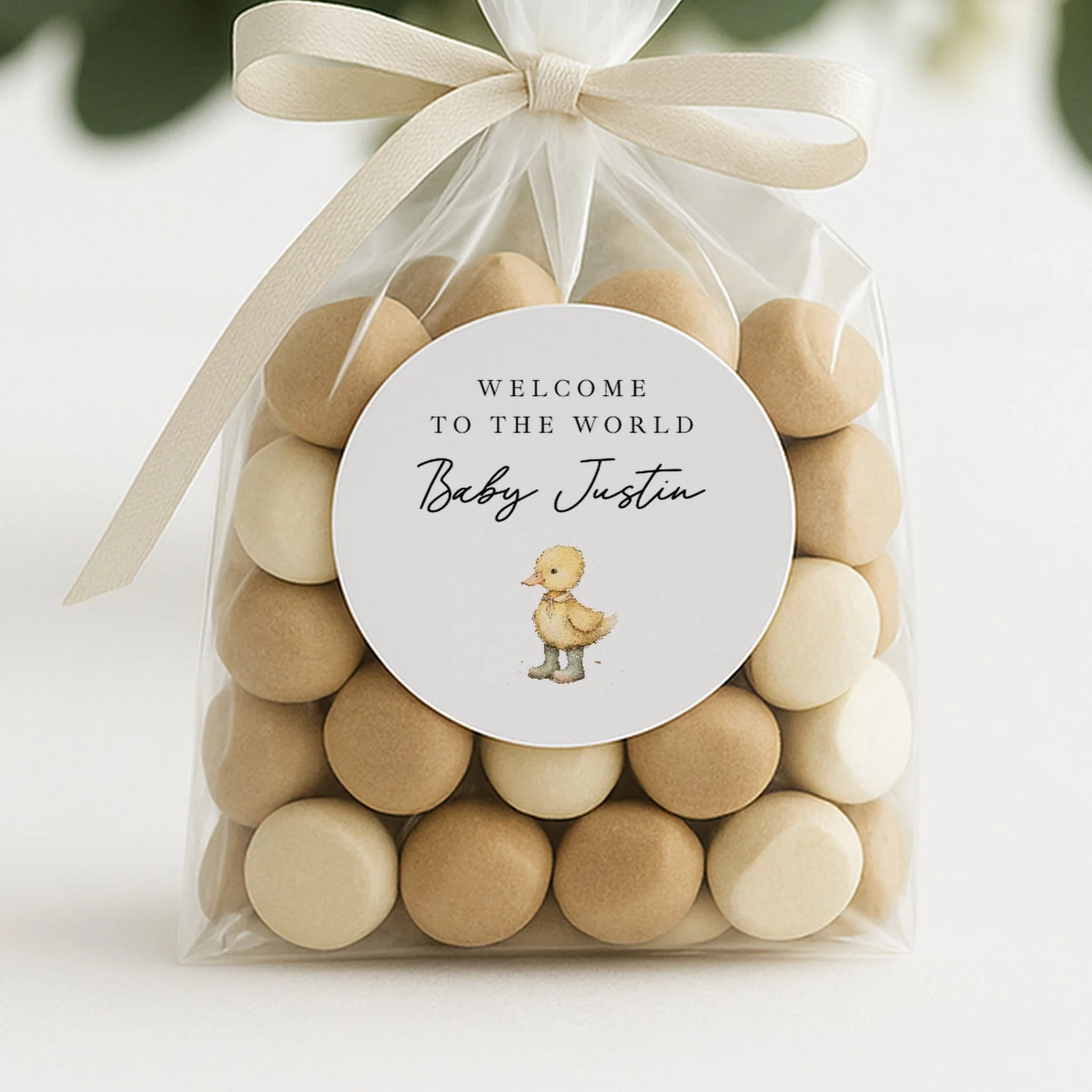 Personalised Yellow Duck Baby Shower Stickers