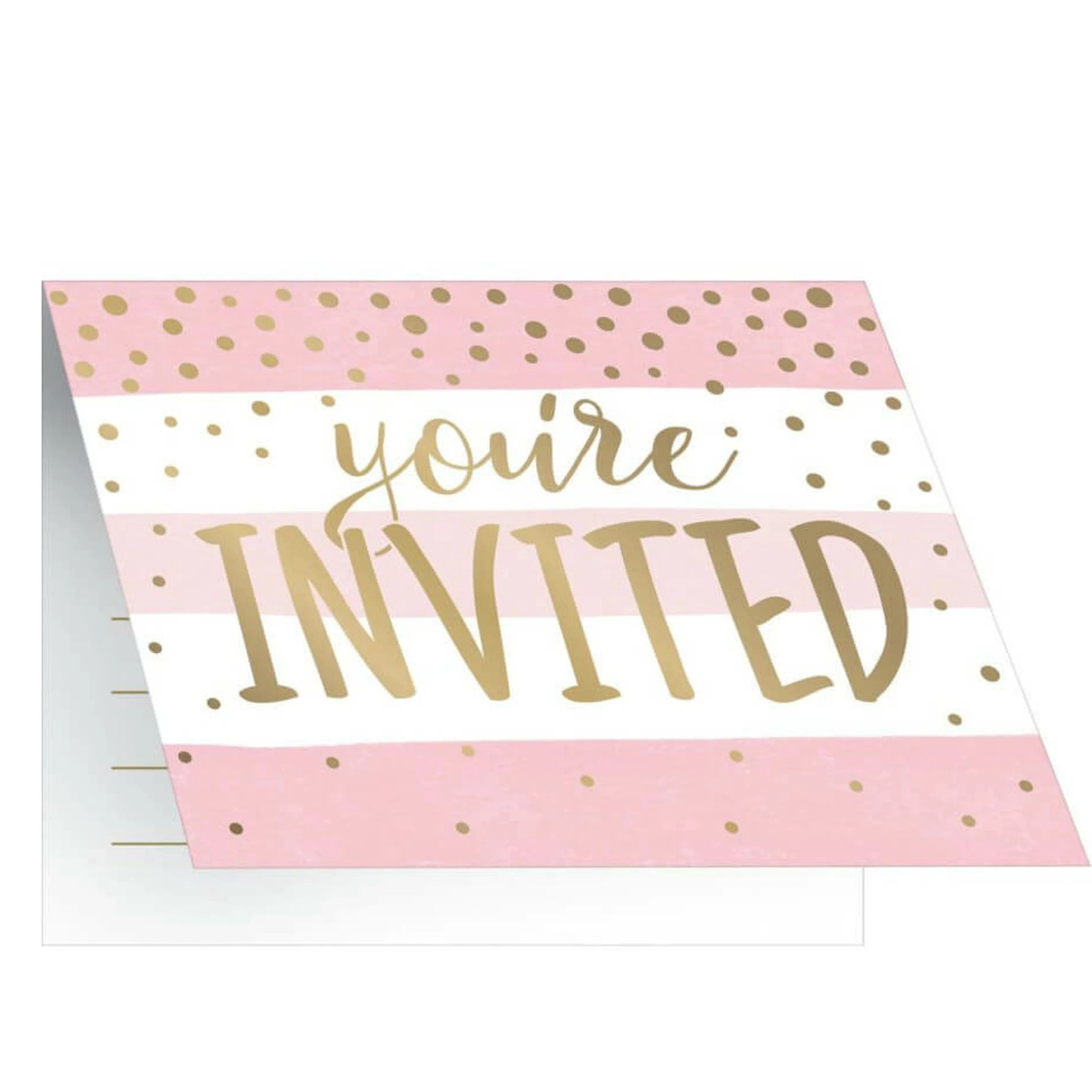 Pink and Gold Foldover Invitations with Envelopes