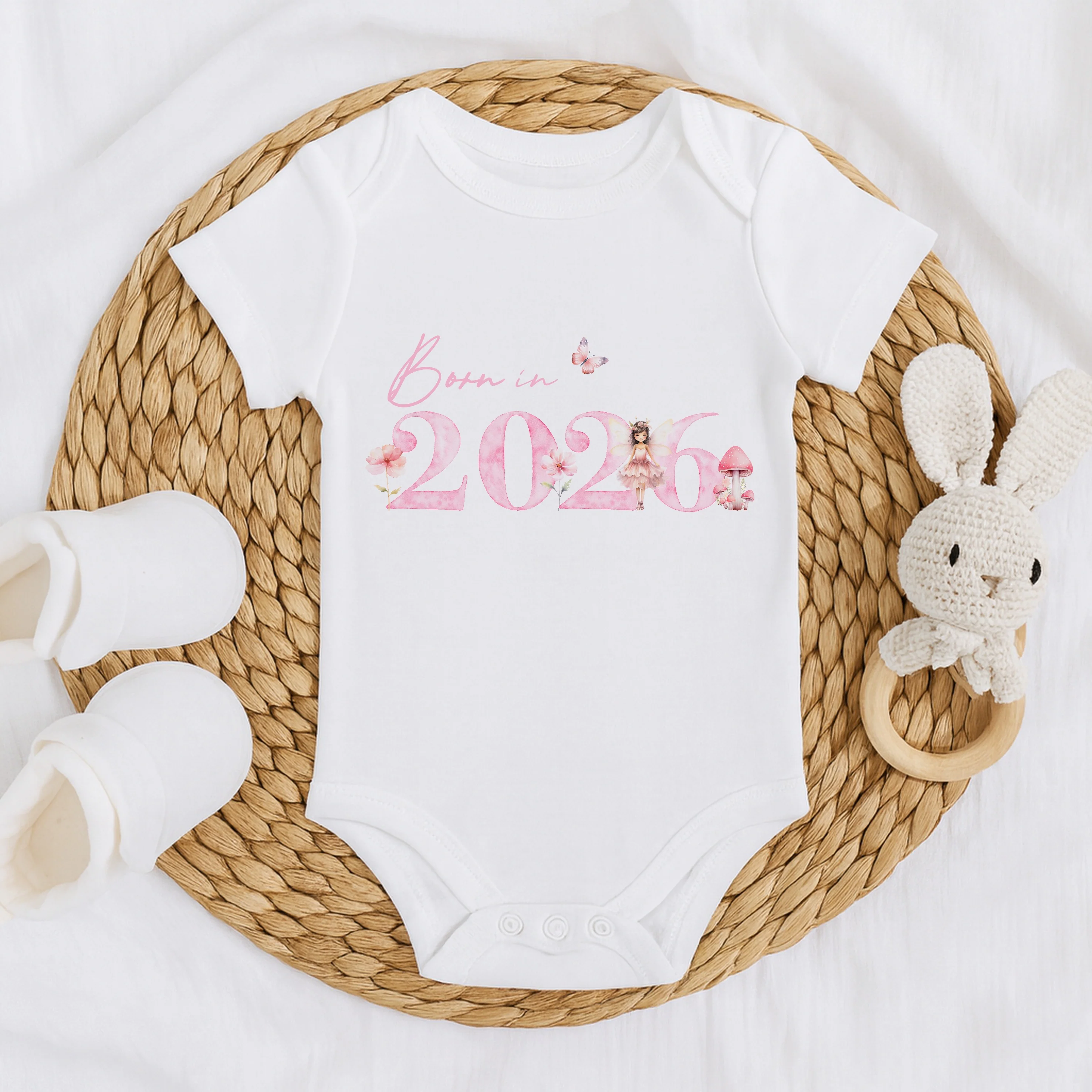 Pink Fairies Born in 2026 Baby Grow, Vest or Bib - Image 4