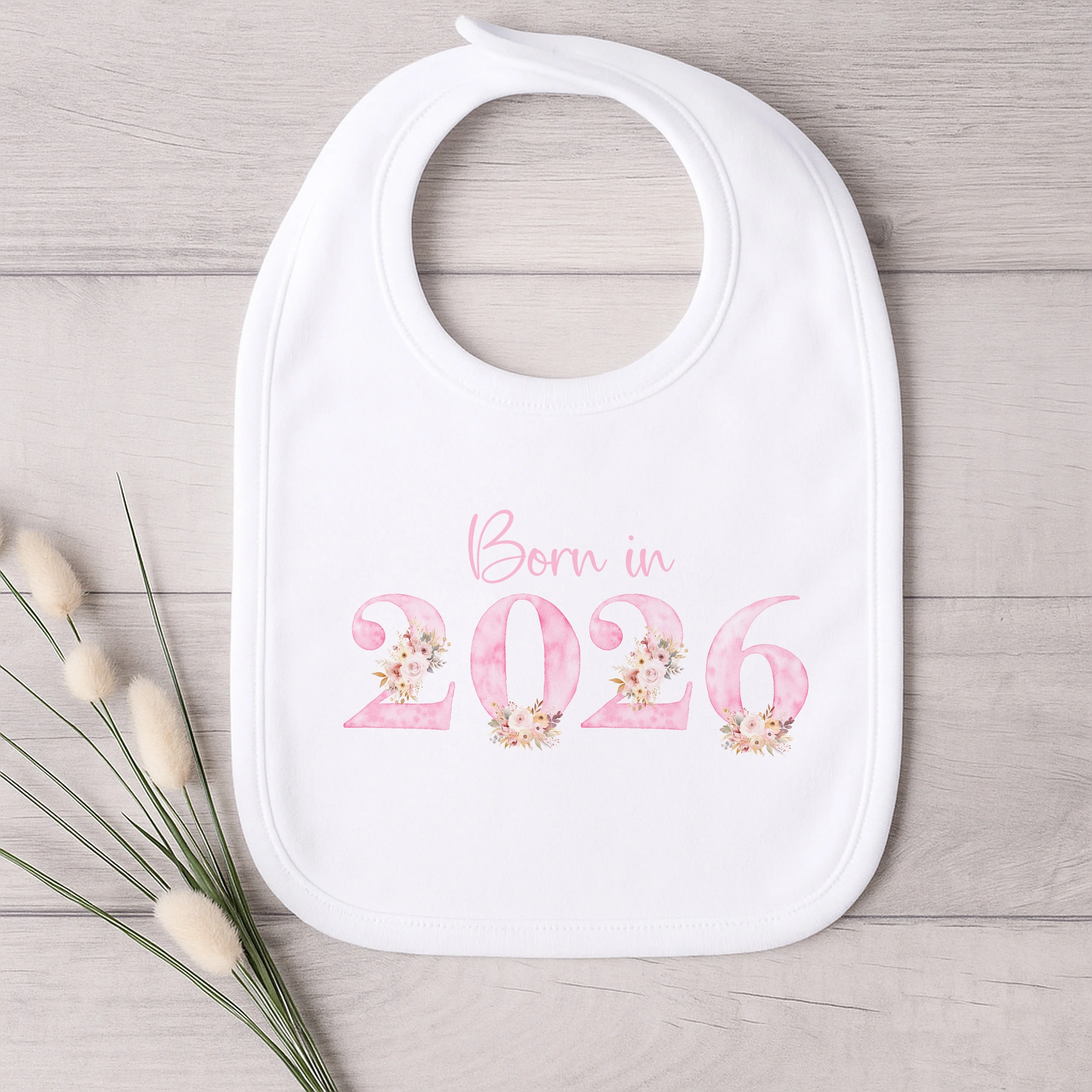 Pink Floral Born in 2026 Baby Grow, Vest or Bib - Image 5