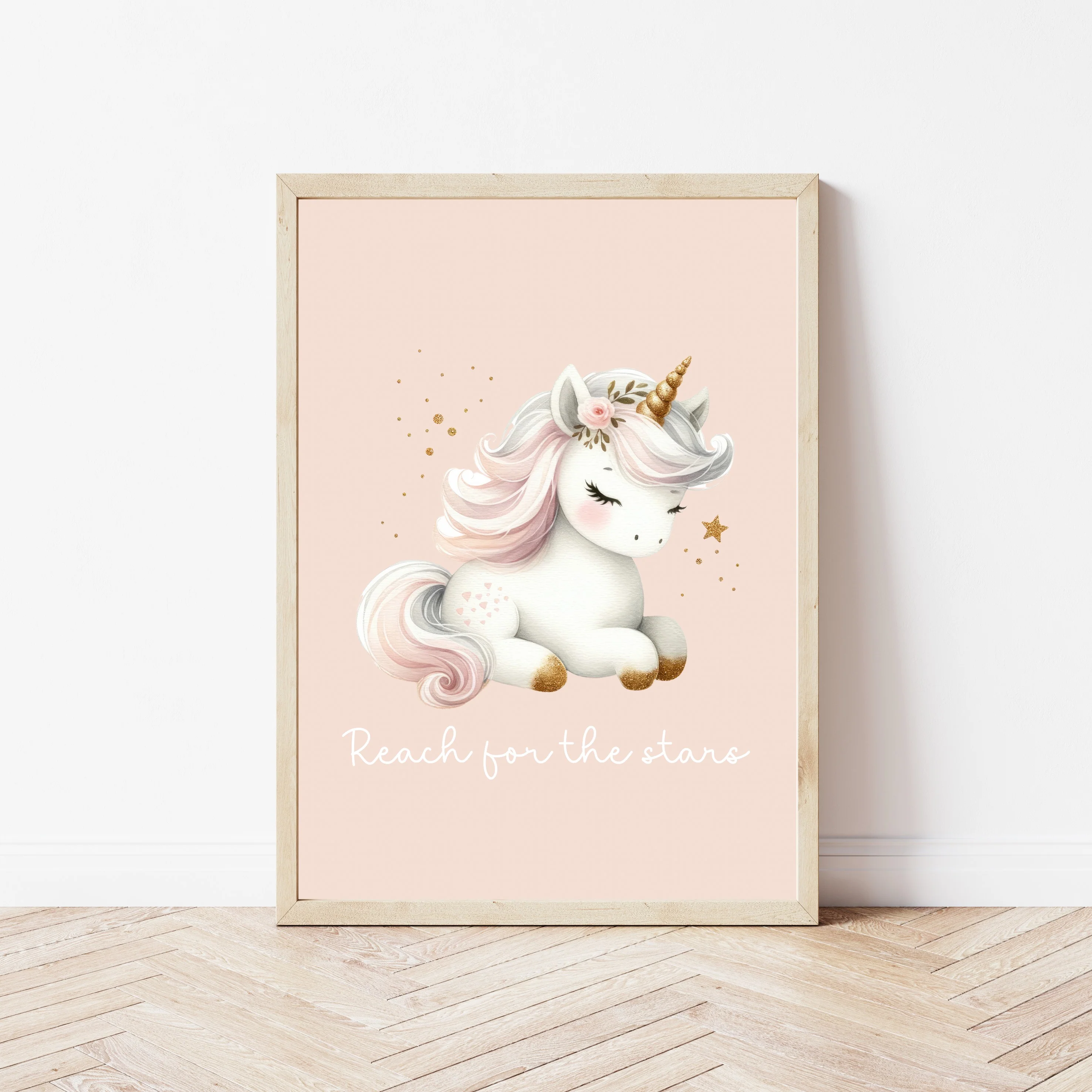 Pink Unicorn and Rainbow Set of 3 Wall Art - Image 3