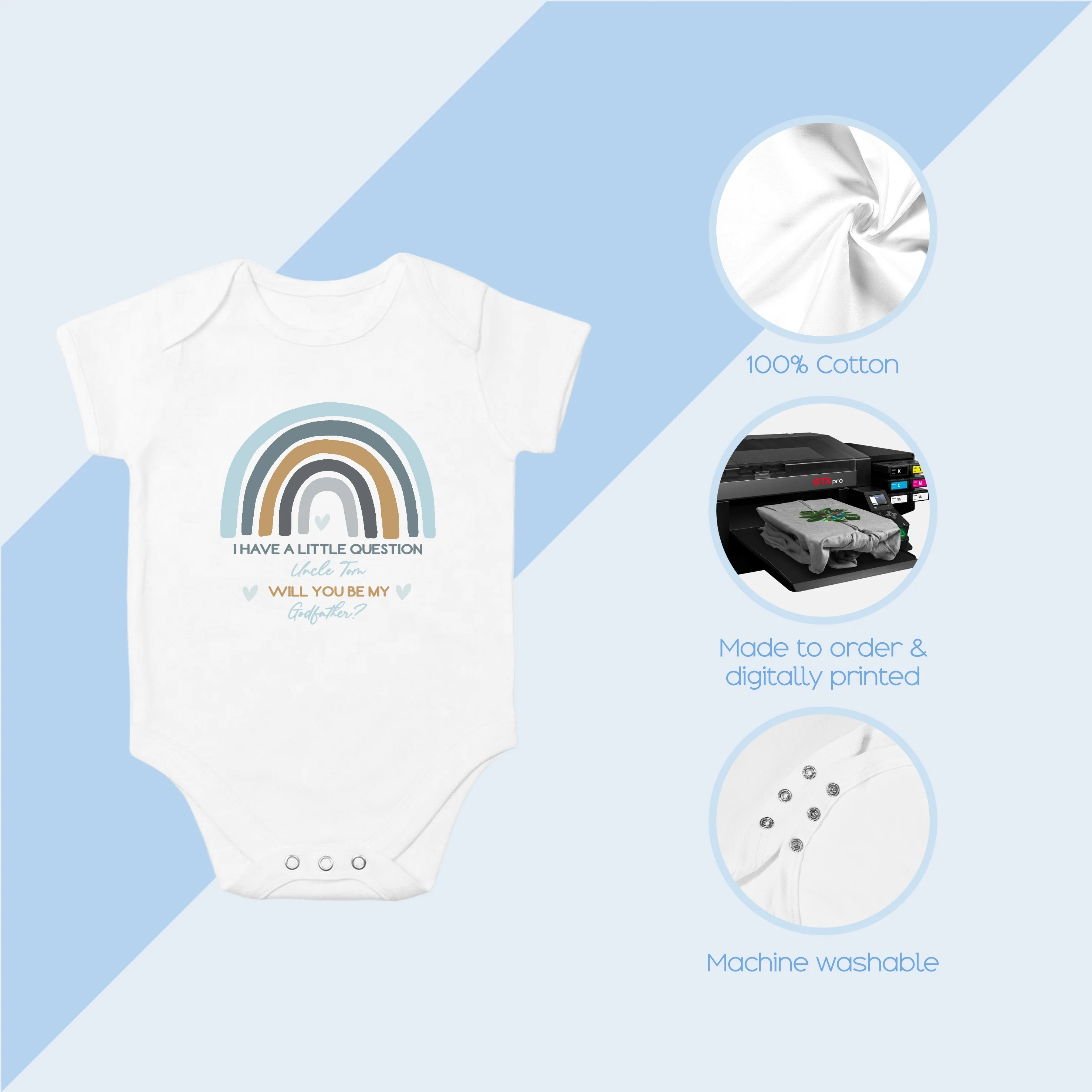 Will you be my Godfather? Proposal Announcement Baby Vest - Image 4